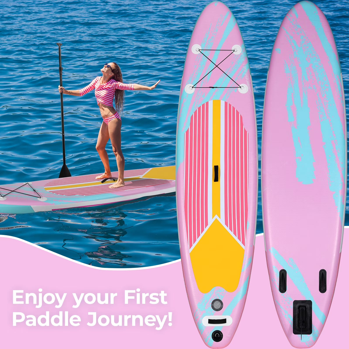 11' Inflatable Stand up Paddle Board 6' Thick SUP Paddleboard with Aluminum Paddle, Carrying Bag