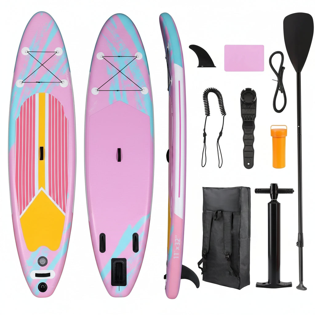 11' Inflatable Stand up Paddle Board 6' Thick SUP Paddleboard with Aluminum Paddle, Carrying Bag