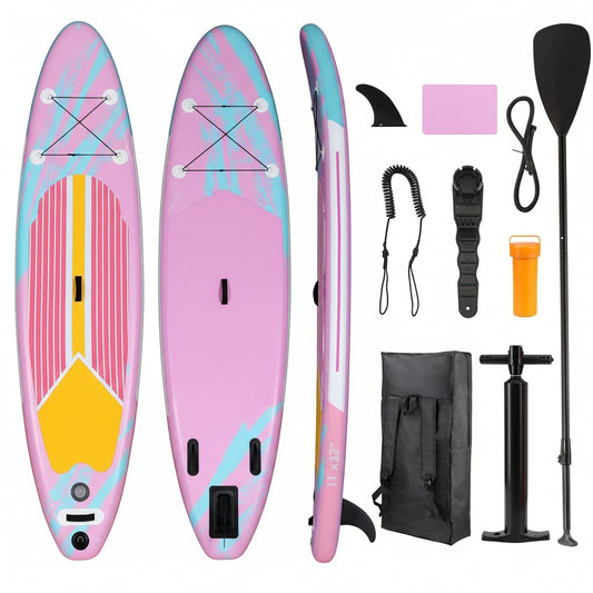 11' Inflatable Stand up Paddle Board 6' Thick SUP Paddleboard with Aluminum Paddle, Carrying Bag