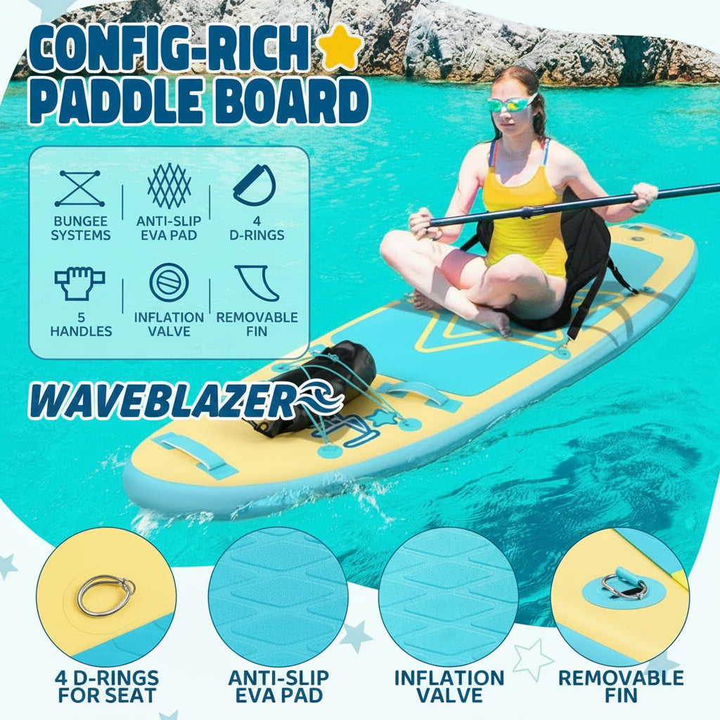 Kids Paddle Board with SUP Accessories, Child Paddle Board Durable, Lightweight, Stable Design, Wide Non-Slip Deck, 7Ft 7.6Ft 8Ft 9.6Ft Inflatable Paddle Boards for Kids & Youth