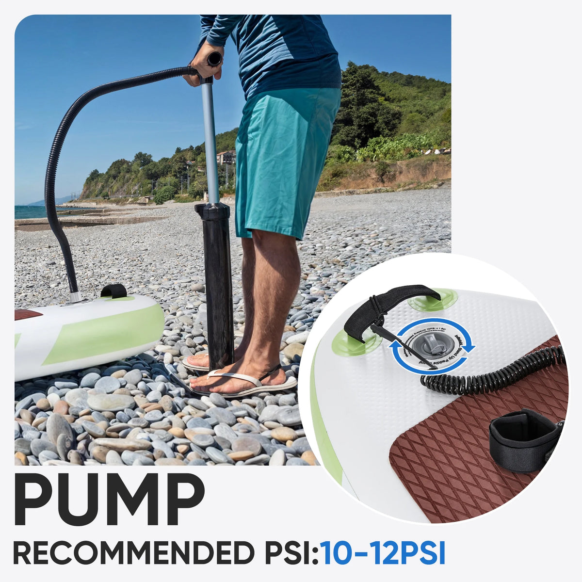 10.5Ft Inflatable Stand up Paddle Board, Non-Slip Deck, Complete SUP Accessories Set for All Skill Levels, Brown and Green