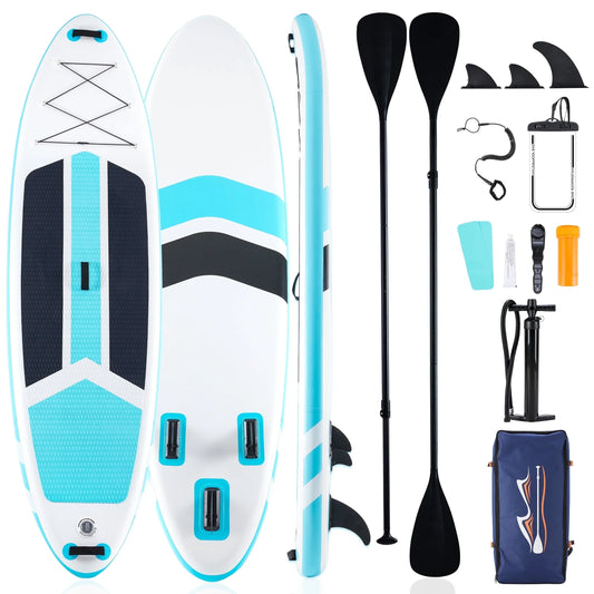 10.5Ft Inflatable Stand up Paddle Board, Non-Slip Deck, Complete SUP Accessories Set for All Skill Levels, Brown and Green