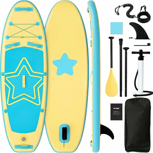 Kids Paddle Board with SUP Accessories, Child Paddle Board Durable, Lightweight, Stable Design, Wide Non-Slip Deck, 7Ft 7.6Ft 8Ft 9.6Ft Inflatable Paddle Boards for Kids & Youth